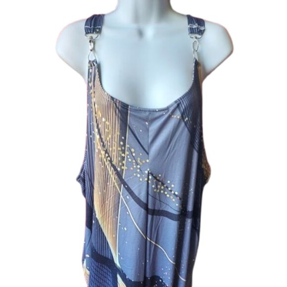 Blue and Gold Summer Overalls Size 2XL New NWOT - Picture 4 of 6